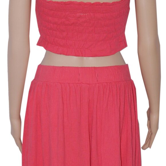 Free People Solange Set Ruffle Pull-On Wide-Leg Smocked Top & Pants S - Picture 7 of 8